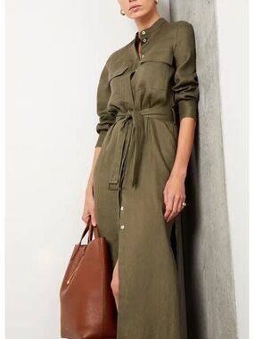 Southampton Linen Dress, Olive, Fits 4/6